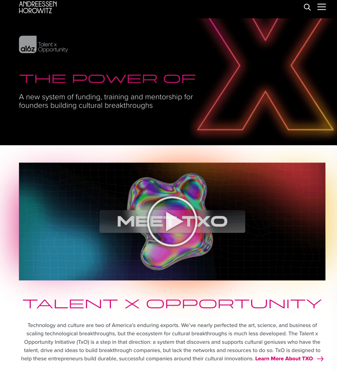 أندريسن هورويتز توقف مؤقتًا صندوق وبرنامج Talent x Opportunity لدعم رواد الأعمال